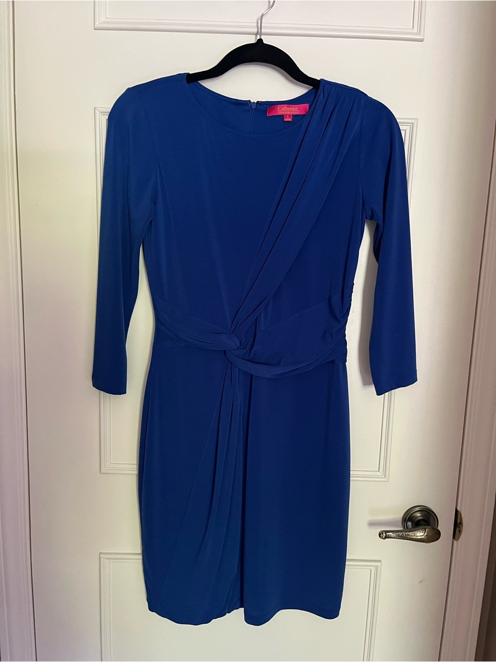 Catherine Malandrino Royal Blue Knot-Front Long Sleeve Dress